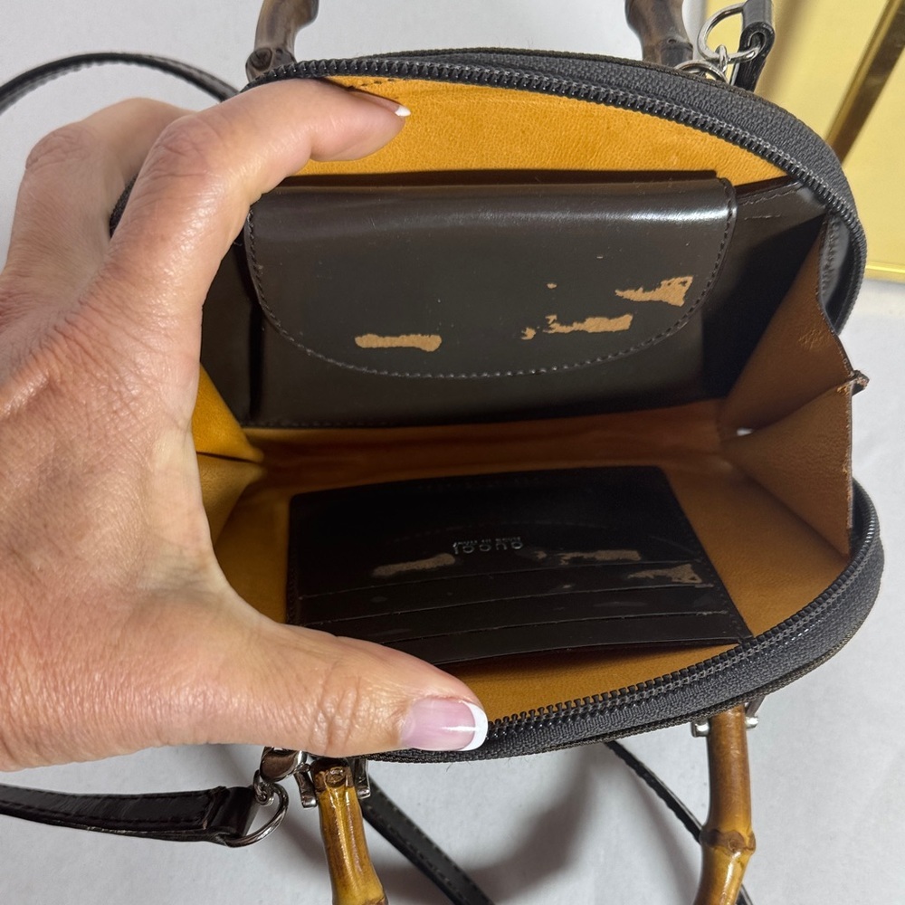 AUTHENTIC Gucci Bamboo mini Crossbody Bag with Bamboo Handle - Picture 7 of 9